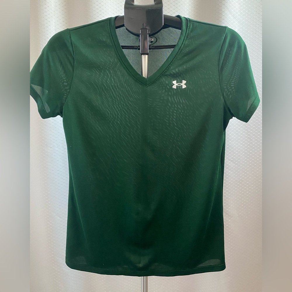 Under Armour Women’s Dark Green V-Neck Performance Tee, Size S